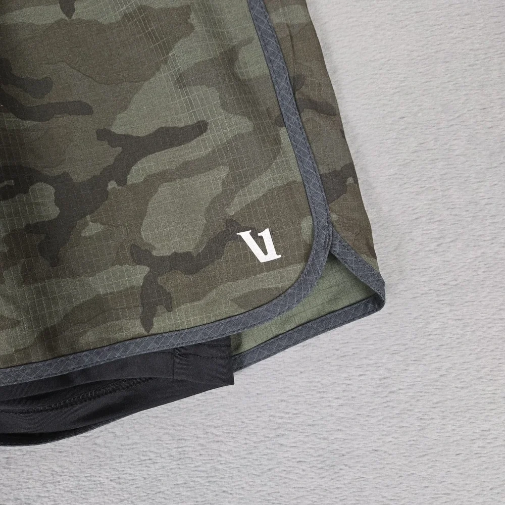 Vuori Stockton Shorts Mens 32 Olive Camo Compression Lined Performance Gym 6